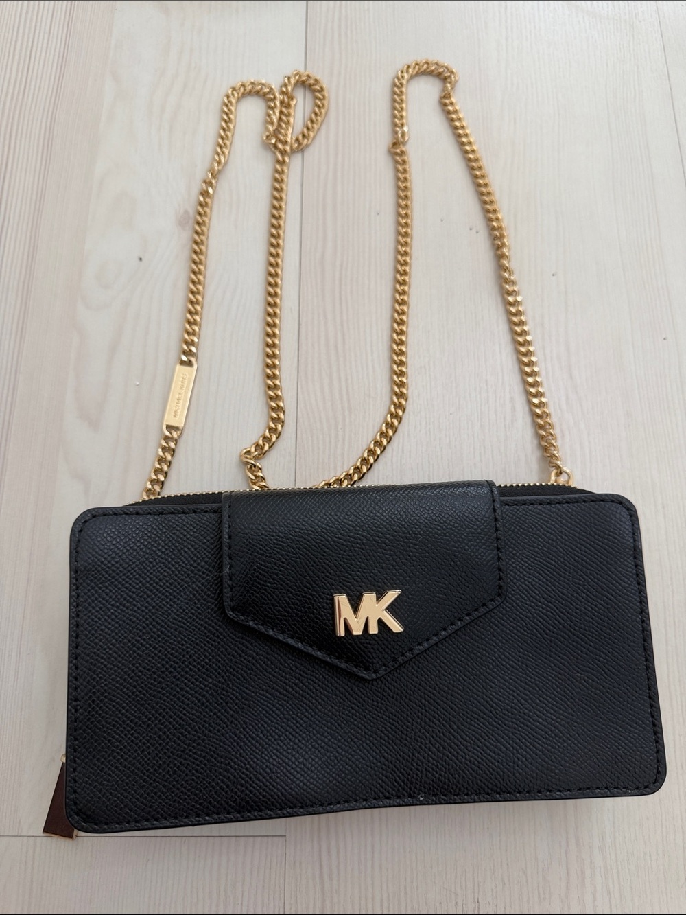 Michael Kors Black Crossbody Wallet with Gold Chain Strap